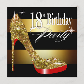 Glittery Stilett-Streifen-18. Geburtstags-Party Einladung