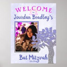 Glittery Tree Bat Mitzvah Begrüßungszeichen Poster