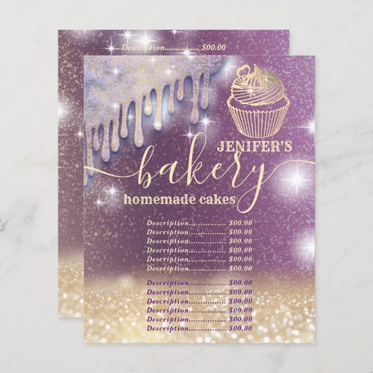 Glittery Tropfens cupcake Koch Skript-Bäckerei (Vorne/Hinten)