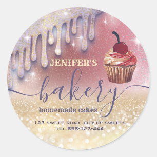 Glittery Tropfens cupcake Koch Skript-Bäckerei Runder Aufkleber