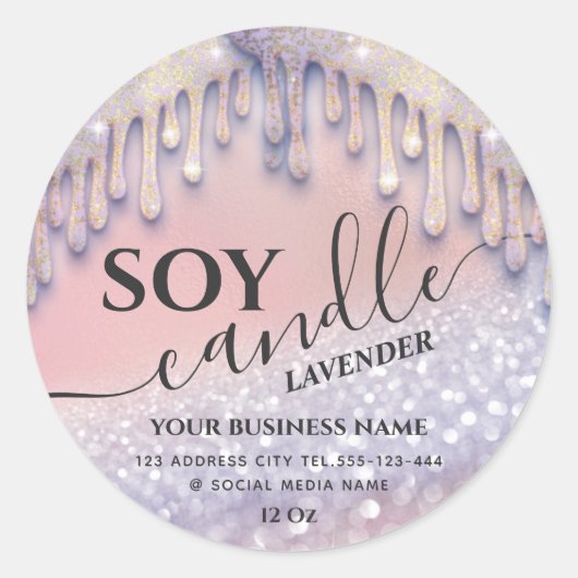 Glittery Tropfens Luxus moderne Sojakonzerne klass Runder Aufkleber (Vorderseite)