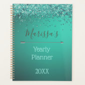 Glittery Turquiose Yeplaner Personalisiert Planer (Vorderseite)