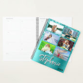 Glittery Turquoise Blue Glam 14 Photo Collage Planer (Anzeige)