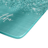 Glittery Turquoise Blue Glam Name Schneidebrett (Ecke)