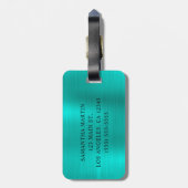 Glittery Turquoise Foil Extravagant Monogram Gepäckanhänger (Rückseite vertikal)