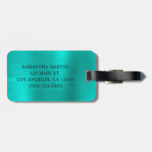 Glittery Turquoise Foil Extravagant Monogram Gepäckanhänger (Rückseite horizontal)