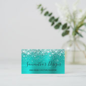 Glittery Turquoise Foil Online Store Visitenkarte (Stehend Vorderseite)