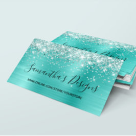 Glittery Turquoise Foil Online Store Visitenkarte