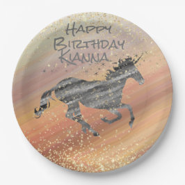Glittery Unicorn Geburtstag Personalisiert Pappteller