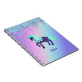 Glittery Unicorn mit Rainbow Pastel Background Notizblock (Rechte Seite)