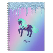 Glittery Unicorn mit Rainbow Pastel Background Notizblock (Vorderseite)