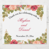 Glittery Watercolor-Rose Schaumweinetikett (Einzelnes Label)