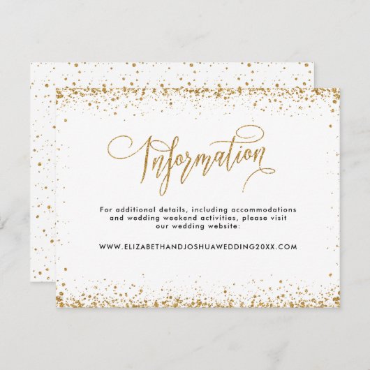 Glittery Wedding Card in Imitats Gold Glitzer Begleitkarte (Vorne/Hinten)