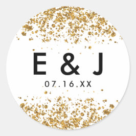 Glittery Wedding Monogram Sticker Gold Glitzer