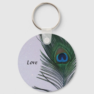 Glittery weißes Pfau-Feder-Stillleben Schlüsselanhänger