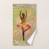 Glittery Whimsical Watercolor Ballerina Badhandtuch Set (Handtuch)