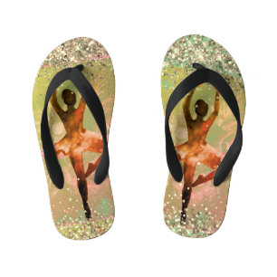 Glittery Whimsical Watercolor Ballerina Kinderbadesandalen