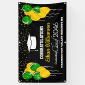 Glittery Yellow and Green Graduation Party Banner (Vertikal)