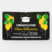 Glittery Yellow and Green Graduation Party Banner (Horizontal)