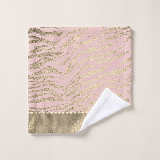 Glittery Zebra Print on Pink Blush Bath Handtuch S Badhandtuch Set (Waschlappen)