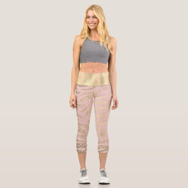 Glittery Zebra Print on Pink Blush Capri Leggings