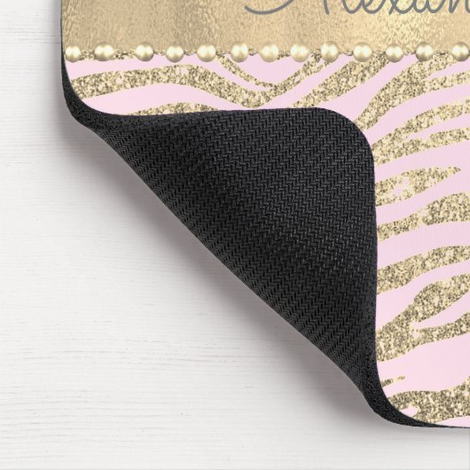 Glittery Zebra Print on Pink Blush Mousepad (Ecke)
