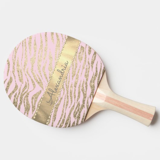 Glittery Zebra Print on Pink Blush Tischtennis Schläger (Seitenansicht)