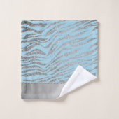 Glittery Zebra Print on Turqoise Bath Handtuch Set (Waschlappen)