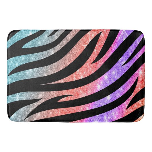 Glittery Zebra Stripes Pattern Badematte (Vorderseite)