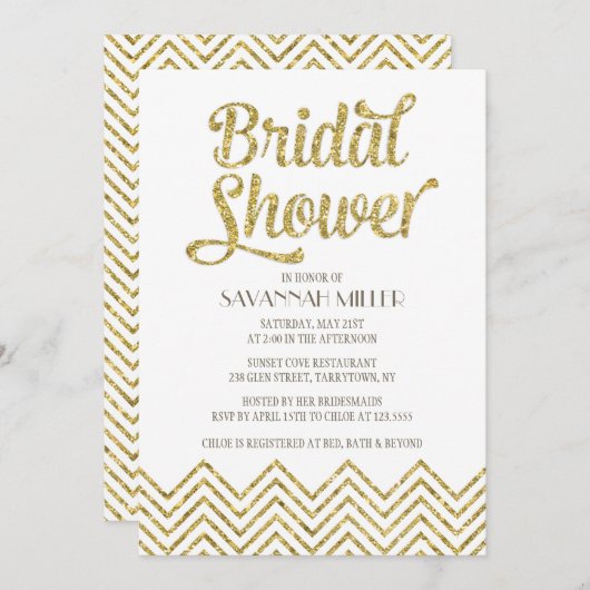 Glittery Zickzack | Brautparty-Einladung Einladung (Vorne/Hinten)