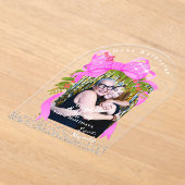 Glitting Pink Ribbon Foto Weihnachtsrosa Acryleinladungen (Ablage )