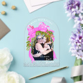 Glitting Pink Ribbon Foto Weihnachtsrosa Acryleinladungen (Insitu (Hochzeit))