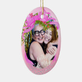 Glitting Pink Ribbon Foto Weihnachtsrosa Keramik Ornament (Rechts)