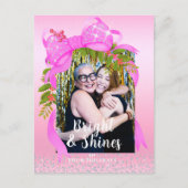 Glitting Pink Ribbon Foto Weihnachtsrosa Postkarte (Vorderseite)