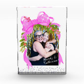 Glitting Pink Ribbon Weihnachten Fotoblock (Vorderseite)