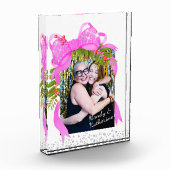 Glitting Pink Ribbon Weihnachten Fotoblock (Links)