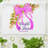 Glitting Pink Ribbon Weihnachten Geschirrtuch (Gefaltet)