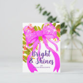 Glitting Pink Ribbon Weihnachten Postkarte (Stehend Vorderseite)