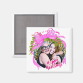 Glitting Pink Ribbon Weihnachten Weiß Magnet (Vorderseite/Rückseite)