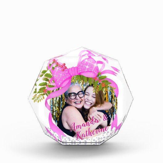 Glitting Pink Ribbon Weihnachtsgebäck Foto (Vorderseite)