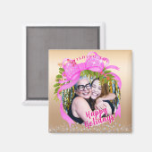 Glitting Pink Ribbon Weihnachtsgold Magnet (Vorderseite/Rückseite)