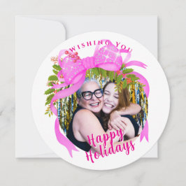 Glitting Pink Ribbon Weihnachtskarte Feiertagskarte