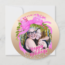 Glitting Pink Ribbon Weihnachtskarte Feiertagskarte