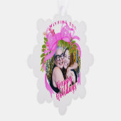 Glitting Pink Ribbon Weihnachtskarte Ornament Karte (Rechts)