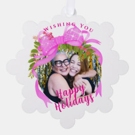 Glitting Pink Ribbon Weihnachtskarte Ornament Karte