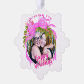 Glitting Pink Ribbon Weihnachtskarte Ornament Karte (Linke Ecke)