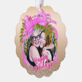 Glitting Pink Ribbon Weihnachtskarte Ornament Karte (Links)