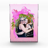 Glitting Pink Ribbon Weihnachtsrosa Fotoblock (Vorderseite)