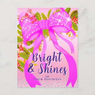 Glitting Pink Ribbon Weihnachtsrosa Postkarte