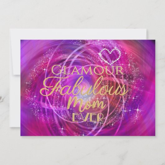 Glitttering Fantastische Mama Magenta Card Feiertagskarte (Vorderseite)